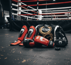 Equipement venum professionnel pour boxe et mma avec gants et protections.